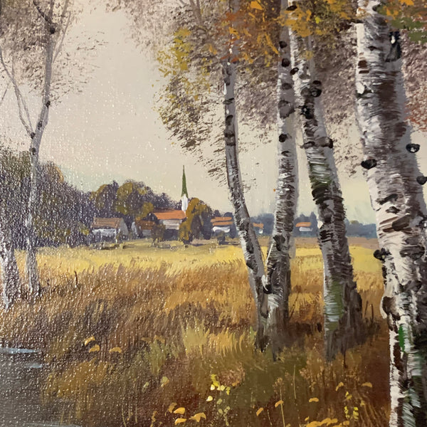 Ölgemälde Birken am Bach von Mürr