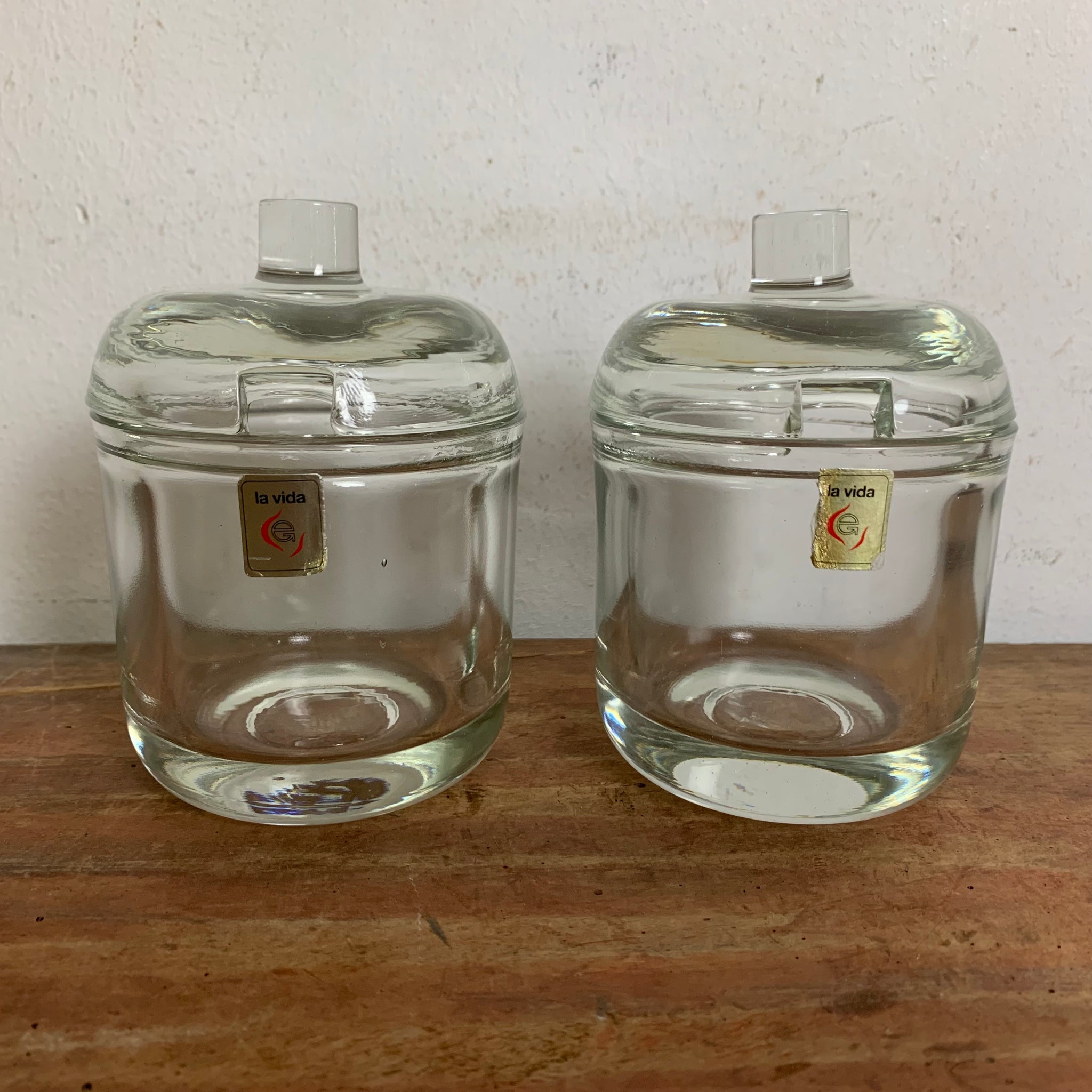 Vintage 2er Set Glas Marmeladengläser