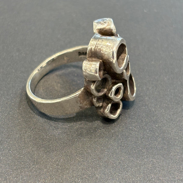 Vintage Brutalistischer Design Silber Ring