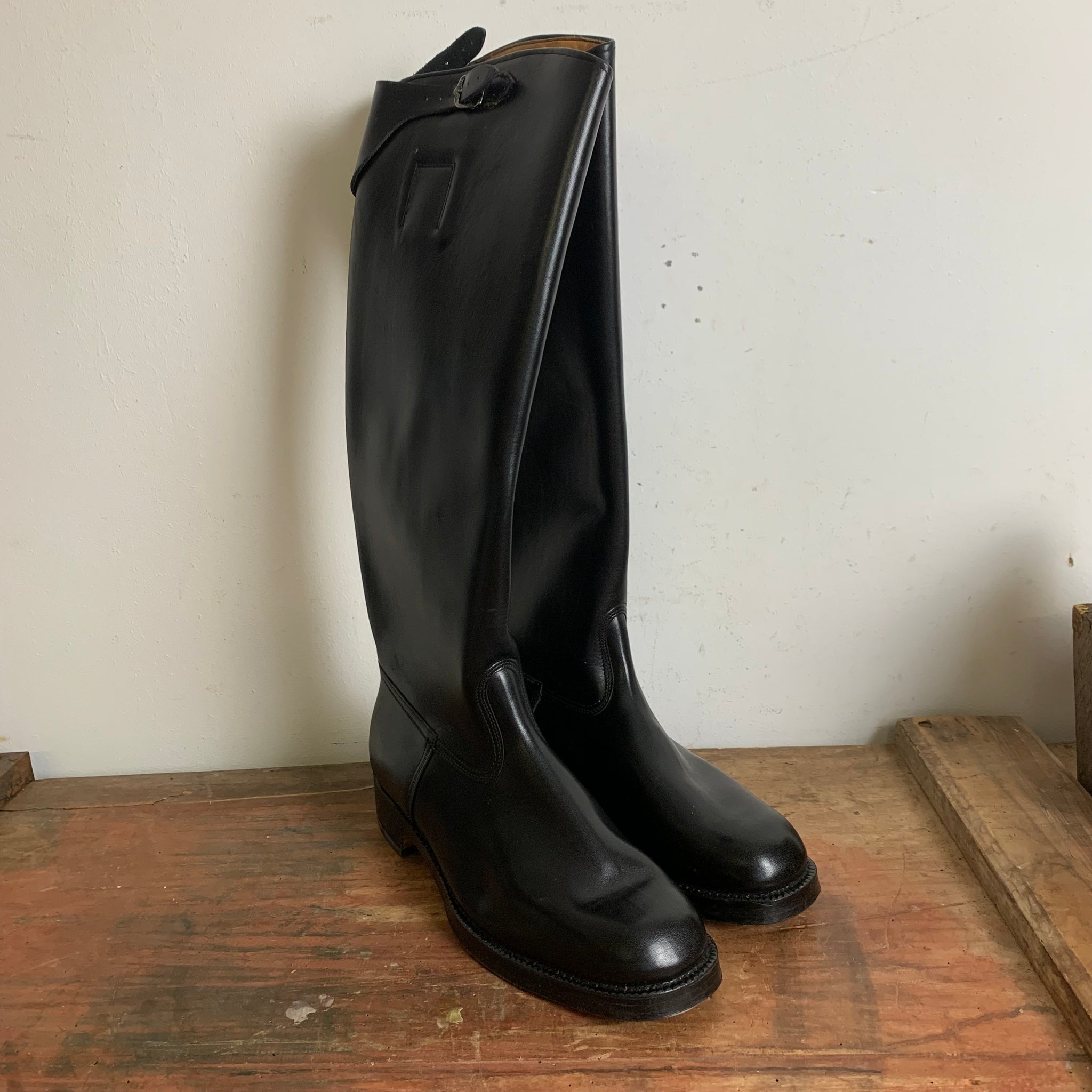 Vintage Uniform Leder Polizei Stiefel