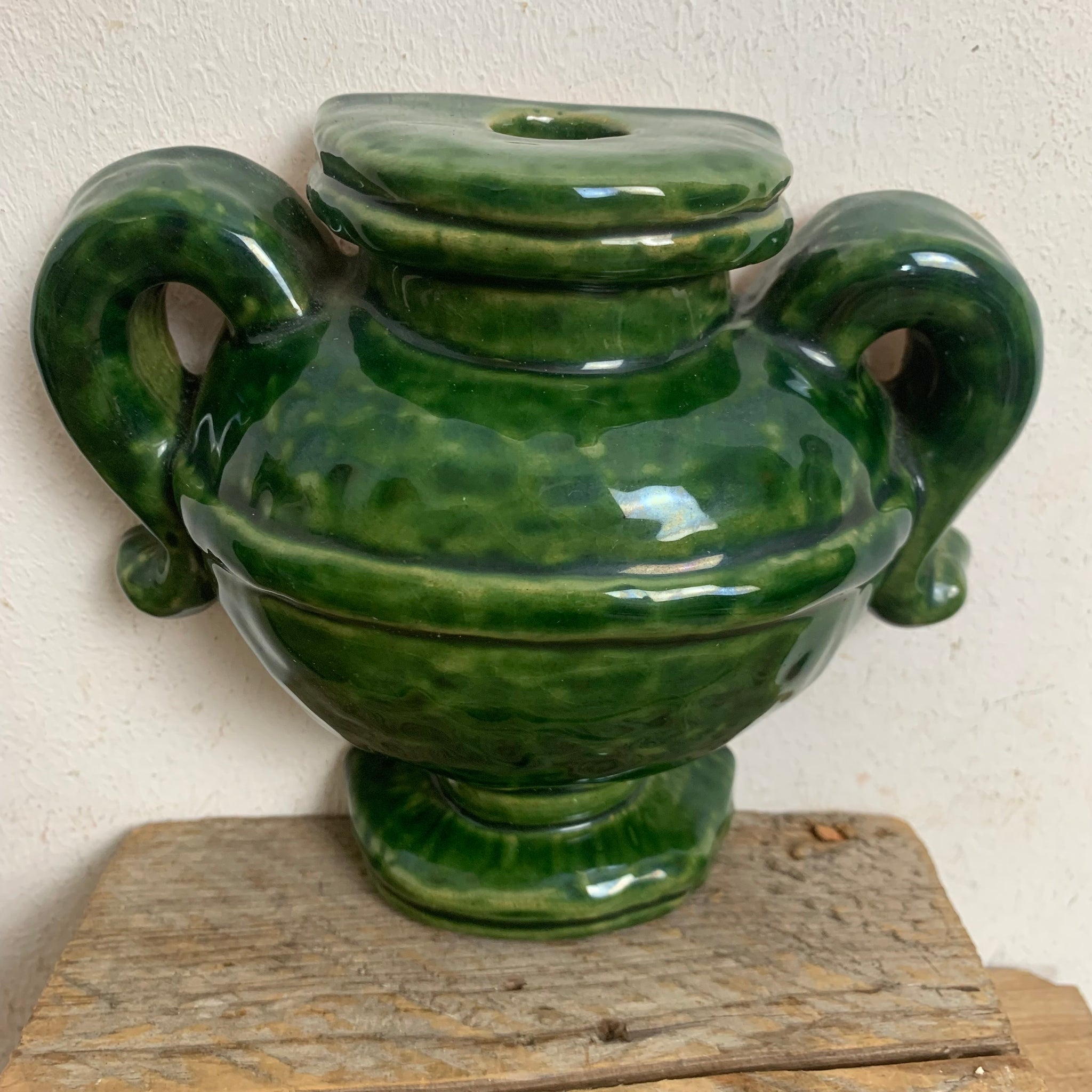 Vintage Keramik Wandvase von Thun Bozen grün