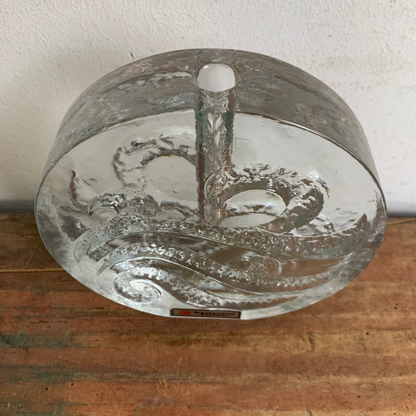 Vintage Blockkristal Solifleur Vase von Ingrid Glas