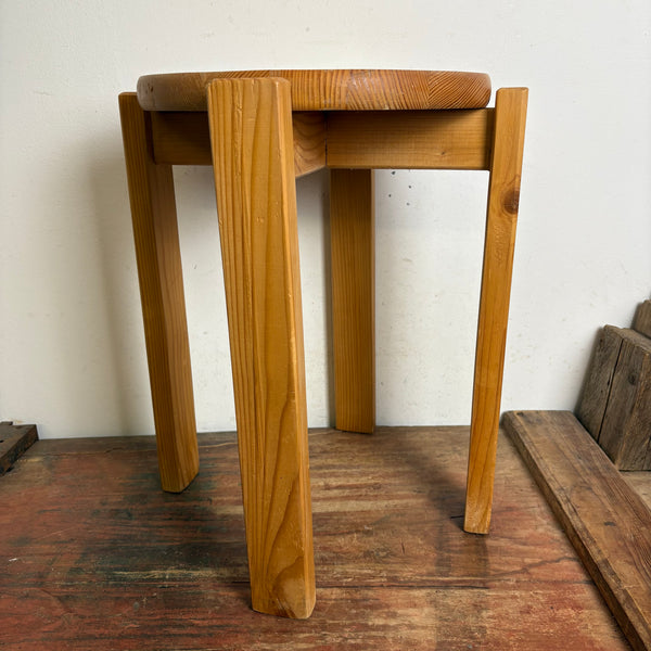 Vintage Kieferholz Hocker von Baumwritter Schweden