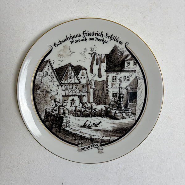 Vintage Jubiläums Wandteller Geburtshaus Friedrich Schillers von Meissen