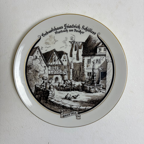Vintage Jubiläums Wandteller Geburtshaus Friedrich Schillers von Meissen