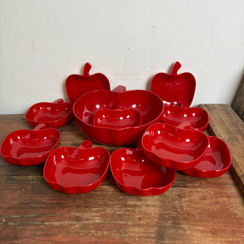 Vintage Schalen Set Luran in Apfelform von BASF rot