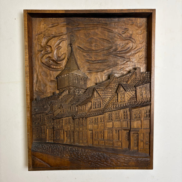 Geschnitztes Holz Relief Bild Kehrwiederturm Hildesheim