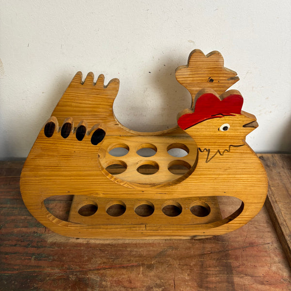 Vintage Eierhalter Huhn aus Holz