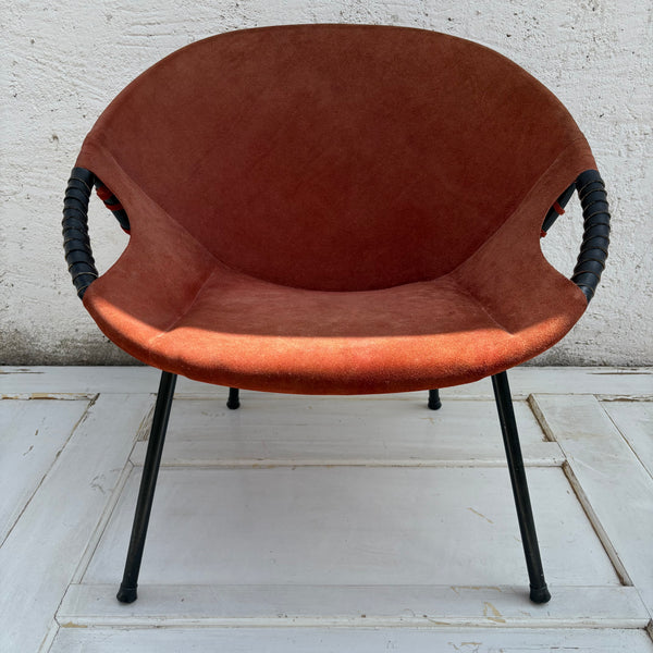 Vintage Mid Century Wildleder Circle Balloon Chair von Lusch Erzeugnis für Lusch & Co.