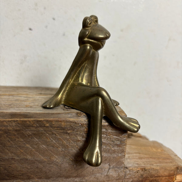 Vintage Messig Figur sitzender Frosch