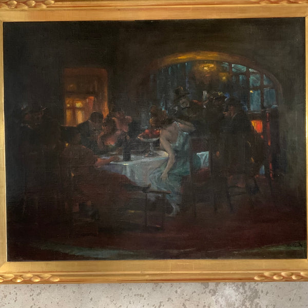 Ölgemälde In geselliger Runde von Antal Berkes