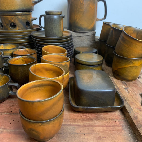 Vintage Kaffee / Tee Service Sompex Tekton 200 braun von Keramisches Werk Heisterholz
KWH