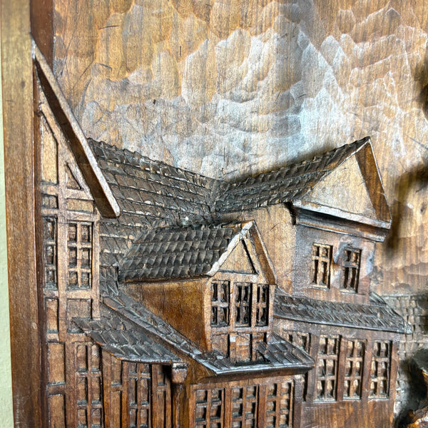 Geschnitztes Holz Relief Bild Katzenbrunnen Neustädter Markt Hildesheim