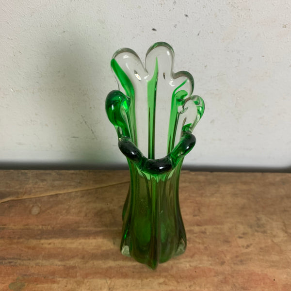 Vintage Glas Vase aus Murano in grün
