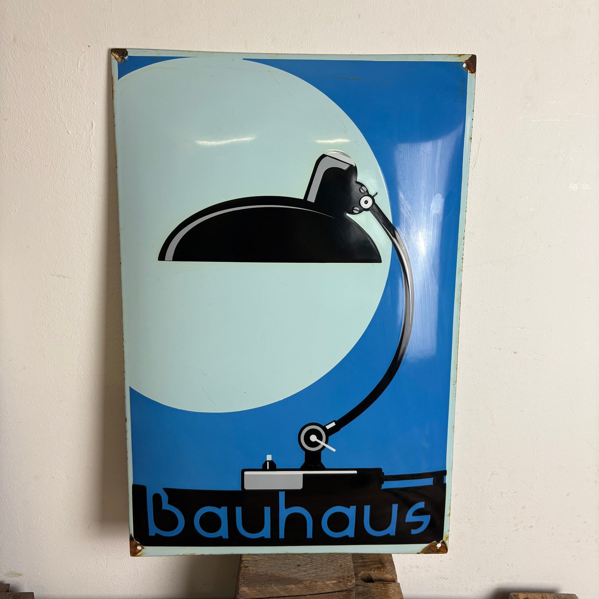 Emaille Schild Bauhaus Kaiser Idell Lampe