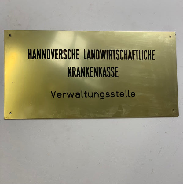 Vintage Blechschild Hannoversche landwirtschaftliche Krankenkasse