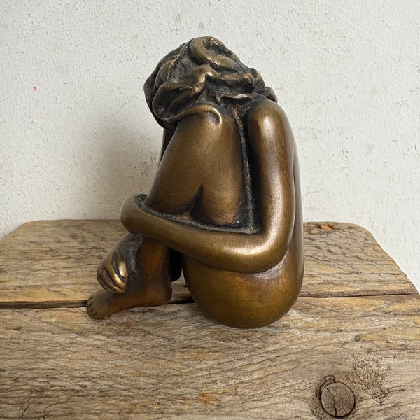 Vintage Bronze Skulptur weiblicher Akt Mignon von Bruno Bruni