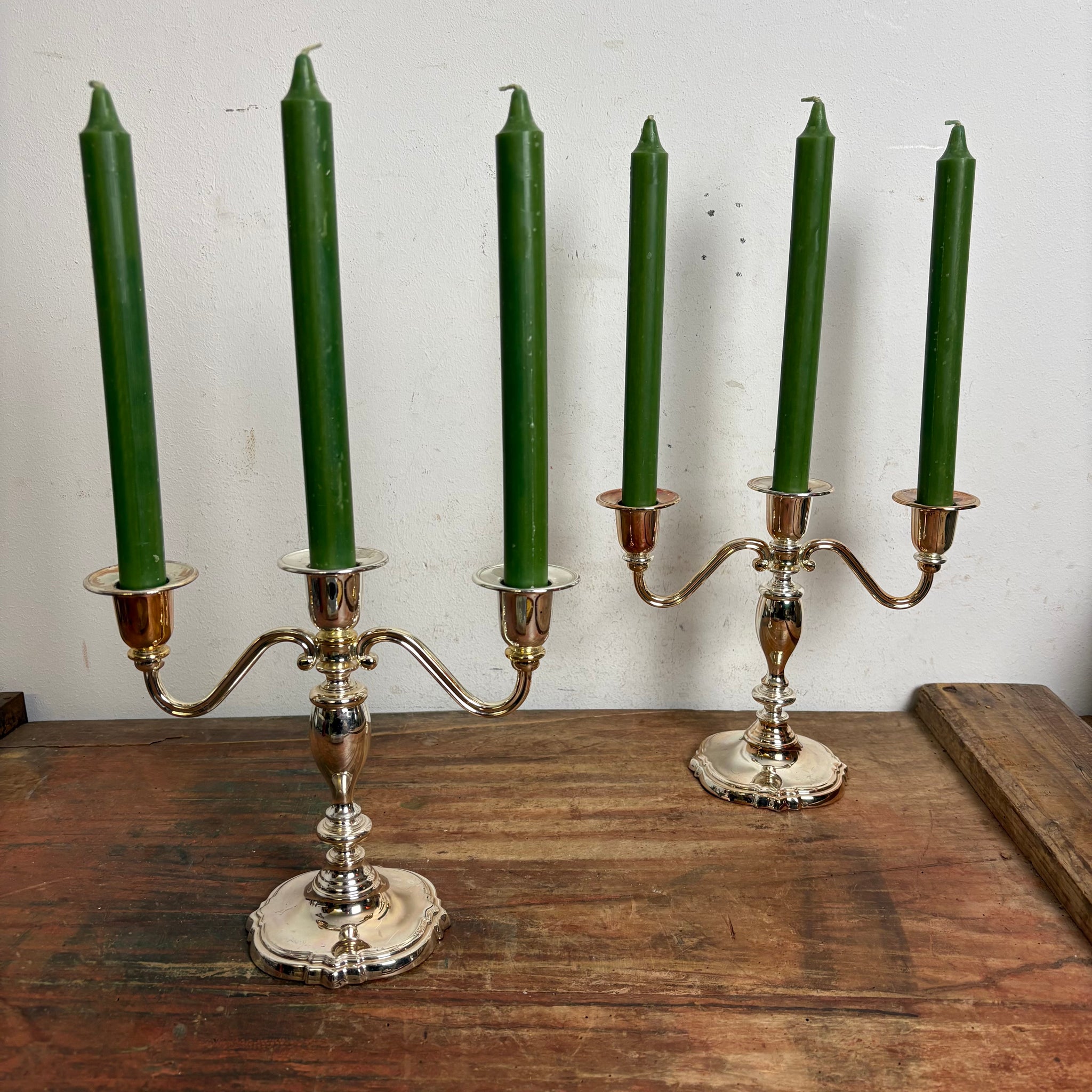 2 vintage dreiarmige versilberter Kerzenleuchter von WMF