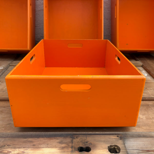 4 vintage Holz Stapelkisten von Ikea in orange