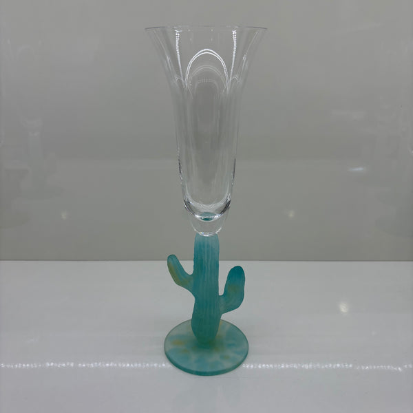 Vintage 6er Set Champagnerflöten Cactus Kollektion von Hilton McConnico für französische Kristallmanufaktur Daum Nancy