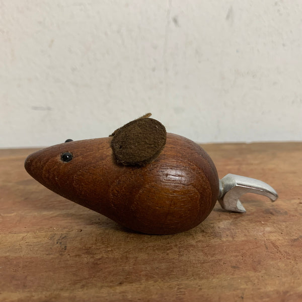 Vintage Teakholz Flaschenöffner Maus von Hans Bolling