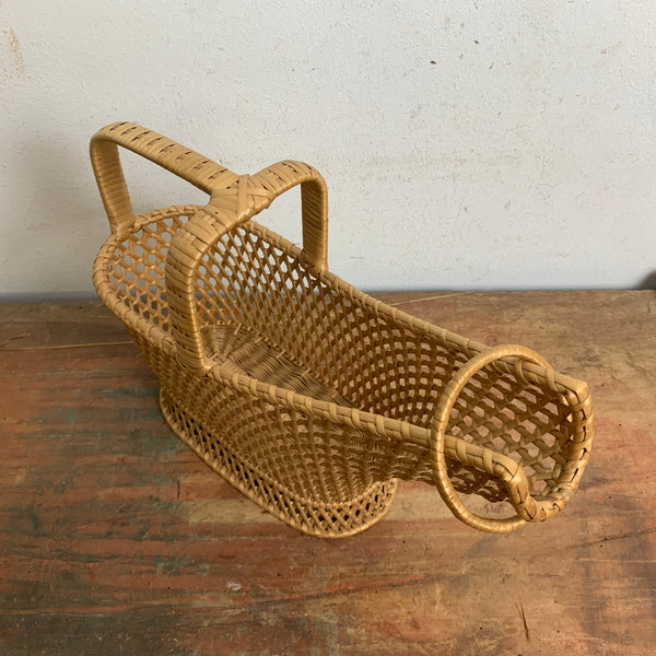 Vintage französischer Flaschenhalter aus Rattan