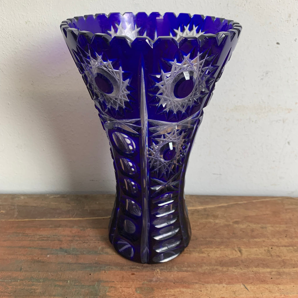 Blaue Bleikristall Vase – Trödelfuchs Vintage Shop