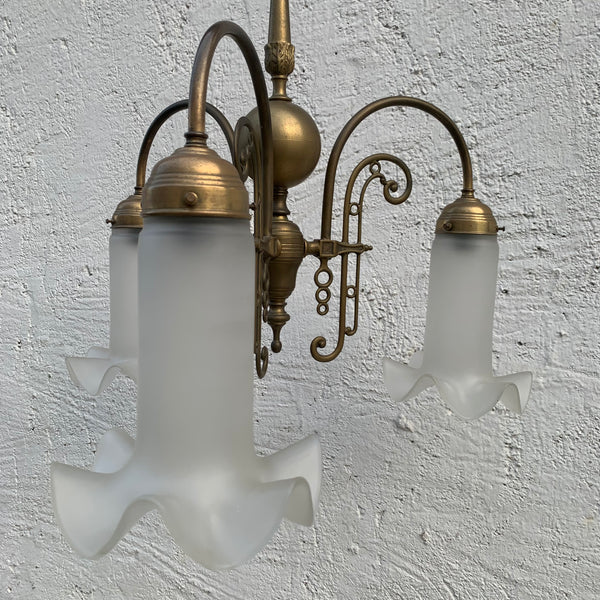 Dreiarmiger Jugendstil Kronleuchter