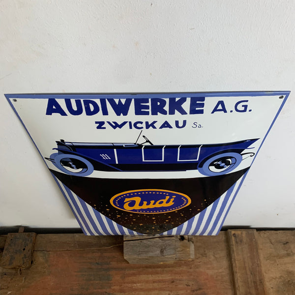 Emaille Schild Audiwerke A.G. Zwickau Audi