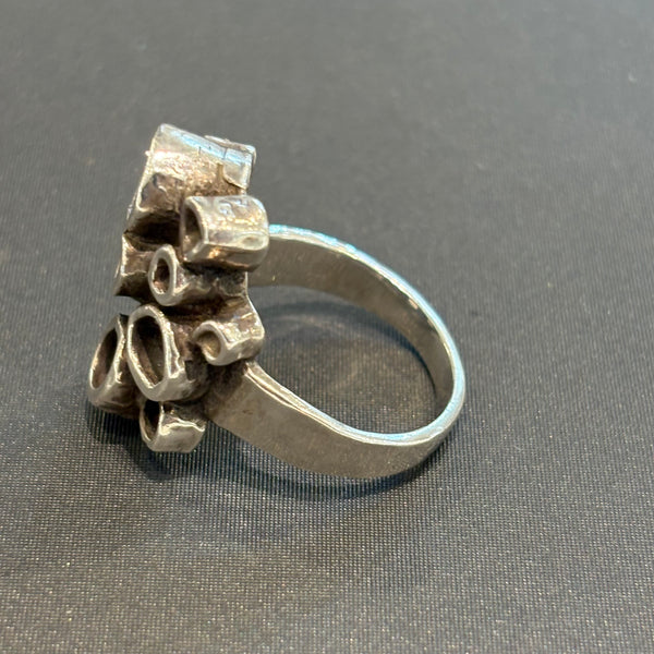 Vintage Brutalistischer Design Silber Ring