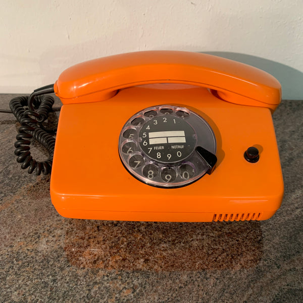 Vintage Wählscheiben Telefon in orange von Siemens FelAp 792-1