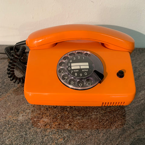 Vintage Wählscheiben Telefon in orange von Siemens FelAp 792-1