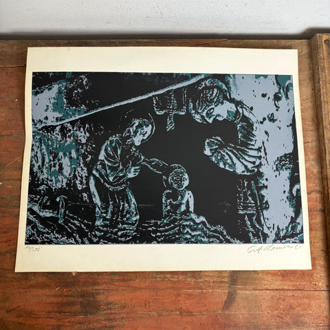 Lithographie Bernwardssäule Weltkulturerbe Hildesheimer Dom von Josef Albert Slominski