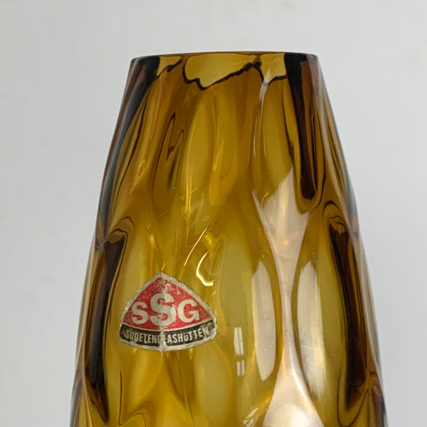 Vintage bernsteinfarbene Vase von Sudetenglashütte