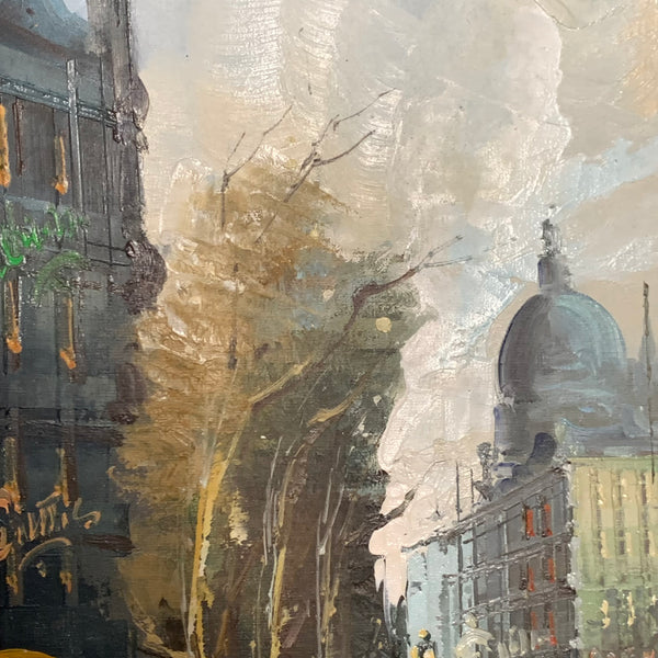 Ölgemälde Fußgängerzone im Regen von Antonio Cortiz