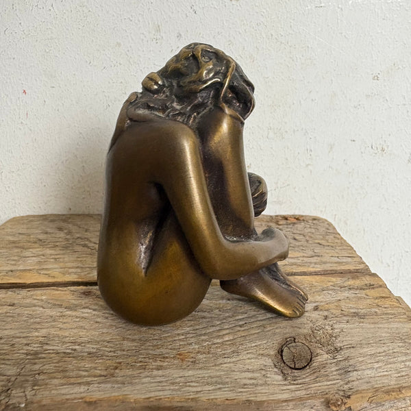 Vintage Bronze Skulptur weiblicher Akt Mignon von Bruno Bruni