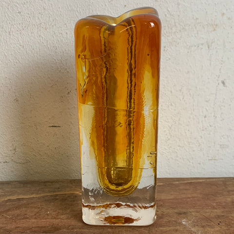 Vintage Blockglas Kristall Vase von Schott Zwiesel