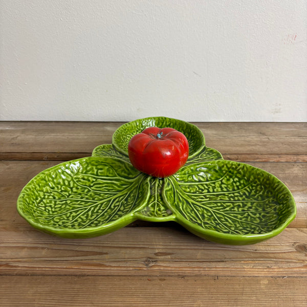 Vintage italienische Keramik mediterrane Platte Kohlblätter und Tomate