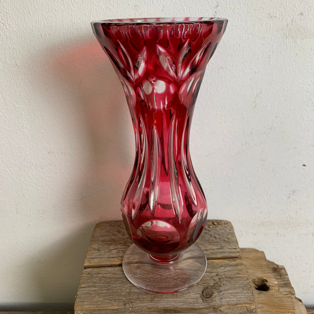 Rote Bleikristall Vase – Trödelfuchs Vintage Shop