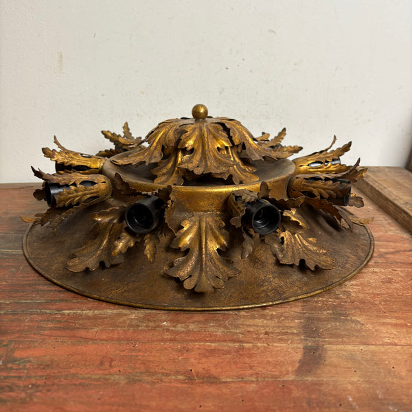 Vintage große vergoldete Deckenlampe mit 9 Leuchten von Banci Firenze