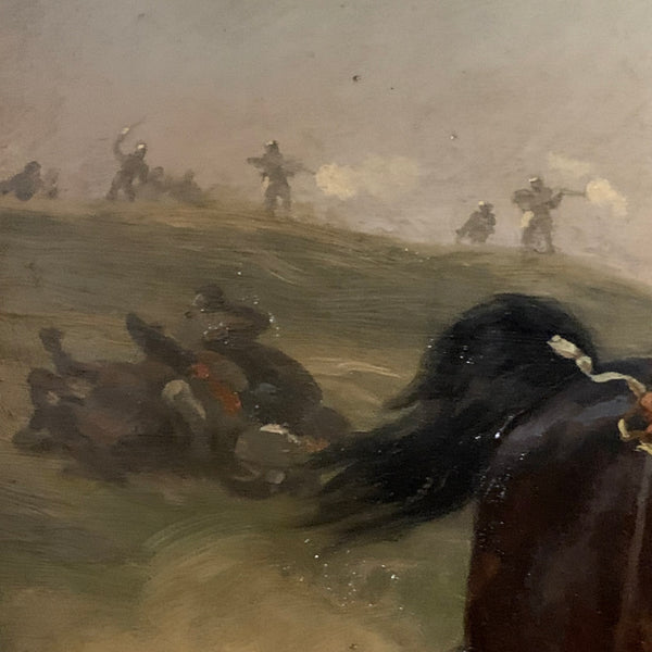 Ölgemälde Gefecht aus dem Deutsch - Französischen Krieg von Emil Hünten