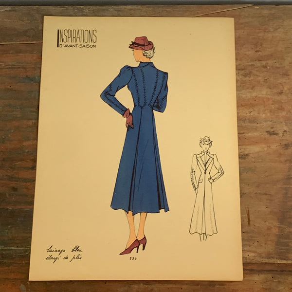 1930's French Art Deco Fashion Illustration Inspirations D'Avant Saison Blatt 330