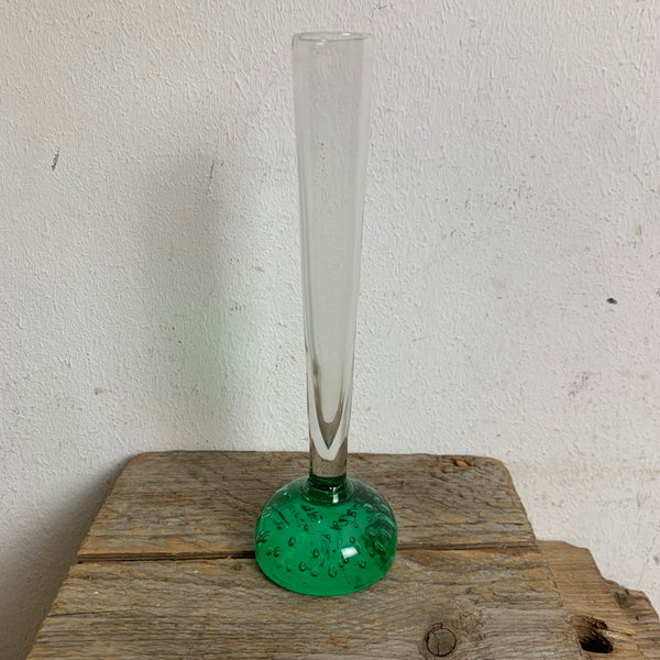 Orchideenvase Solifleurvase Stangenvase Kugelfuß mit Bubbles grün