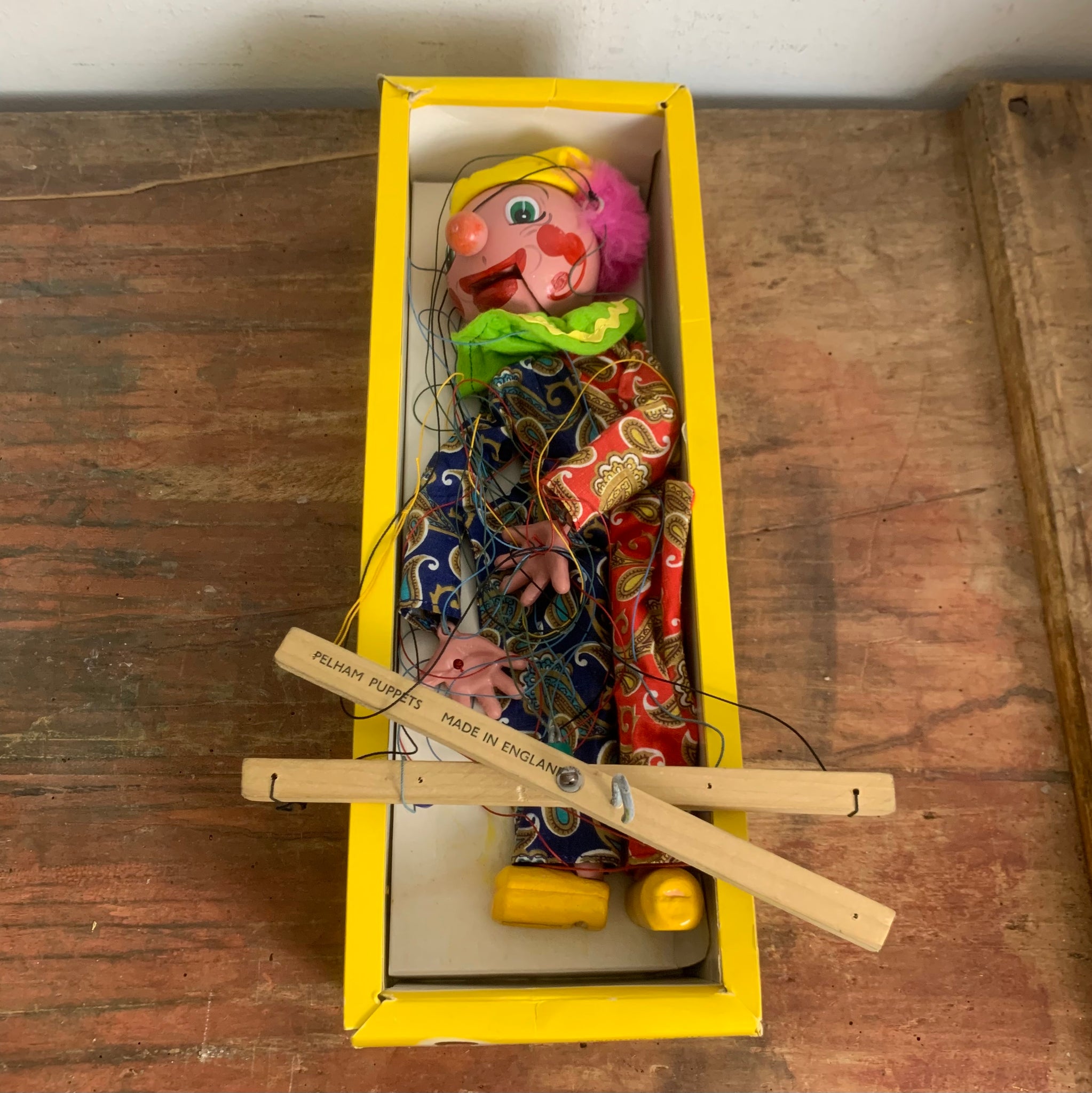 Vintage Clown Marionette von Pelham Puppets
