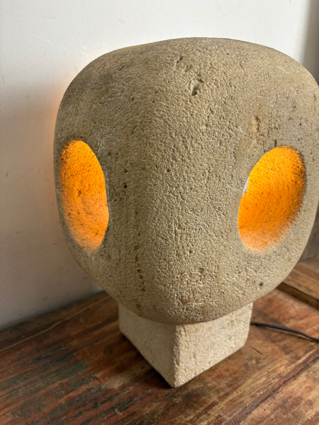 Vintage große brutalistische Design Steinkugel Lampe von Albert Tormos
