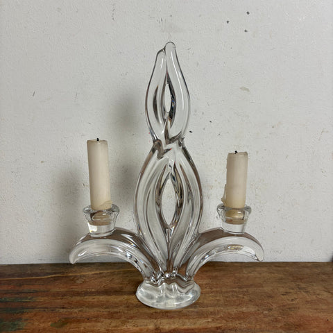Vintage Kristallglas Kerzenleuchter von Art Vannes im Art Deco Stil