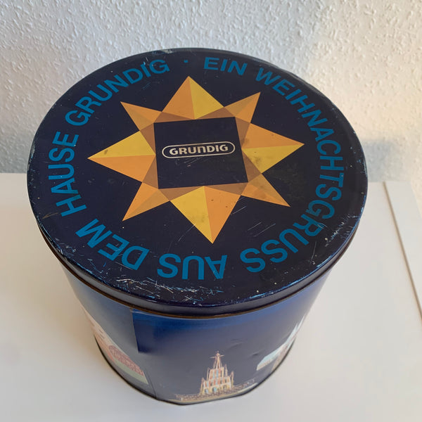 Vintage große seltene Blechdose Ein Weihnachtsgruß aus dem Hause Grundig