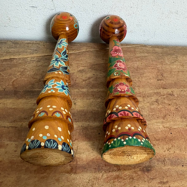 2 vintage Folklore Holz Puppen
