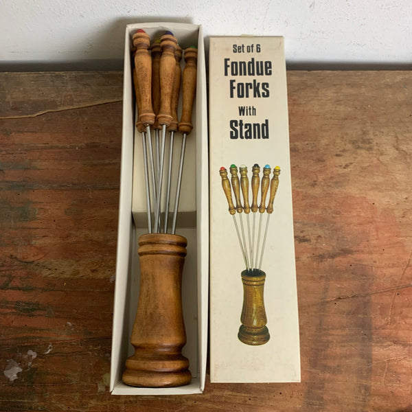 Vintage Fondue Forks with Stand