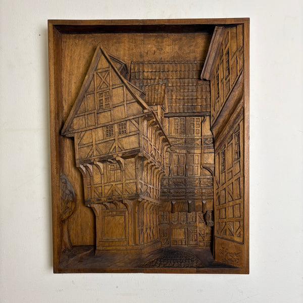 Geschnitztes Holz Relief Bild Ungestülpter Zuckerhut Hildesheim